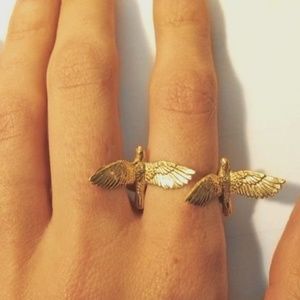 VERAMEAT TWO BIRDS ONE STONE - ADJUSTABLE BRASS RING